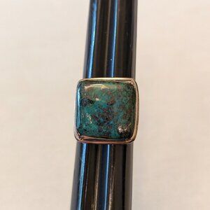 Ring Chrysocolla sterling silver ring - RARE